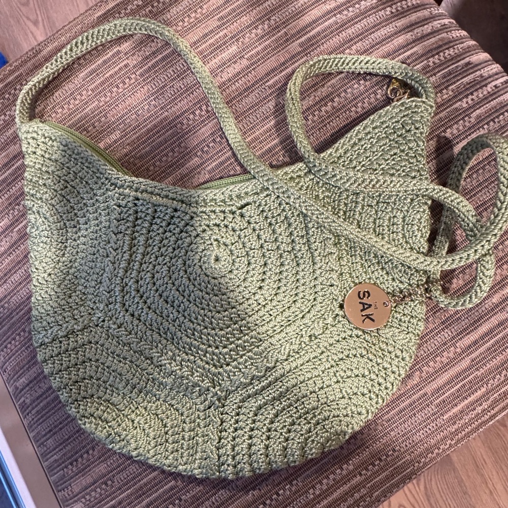 The Sak sage Green Crochet Shoulder Bag NWOT